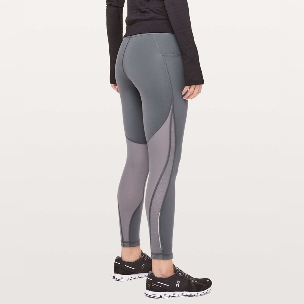 lululemon athletica Two-Tone Gray Mesh Panel Leggings